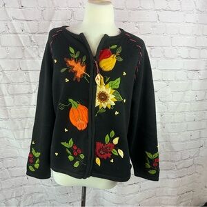 vtg tiara international Embroidered cardigan Sweater  womens M Y2K fall layering